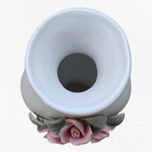 70s Vintage Bisque Rose Porcelain Matte Deadstock Bell Jewelry Dish Trinket Set - Picture 11 of 13